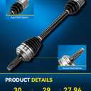 PHILTOP Front Left CV Axle for Honda Pilot 2005-2008, Acura MDX 2003-2006, 66-4198 CV Axle Shaft 1 PCS