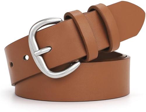 WHIPPY Women Leather Belt for Jeans Pants Dresses Black Ladies Waist Belt with Pin Buckle,M