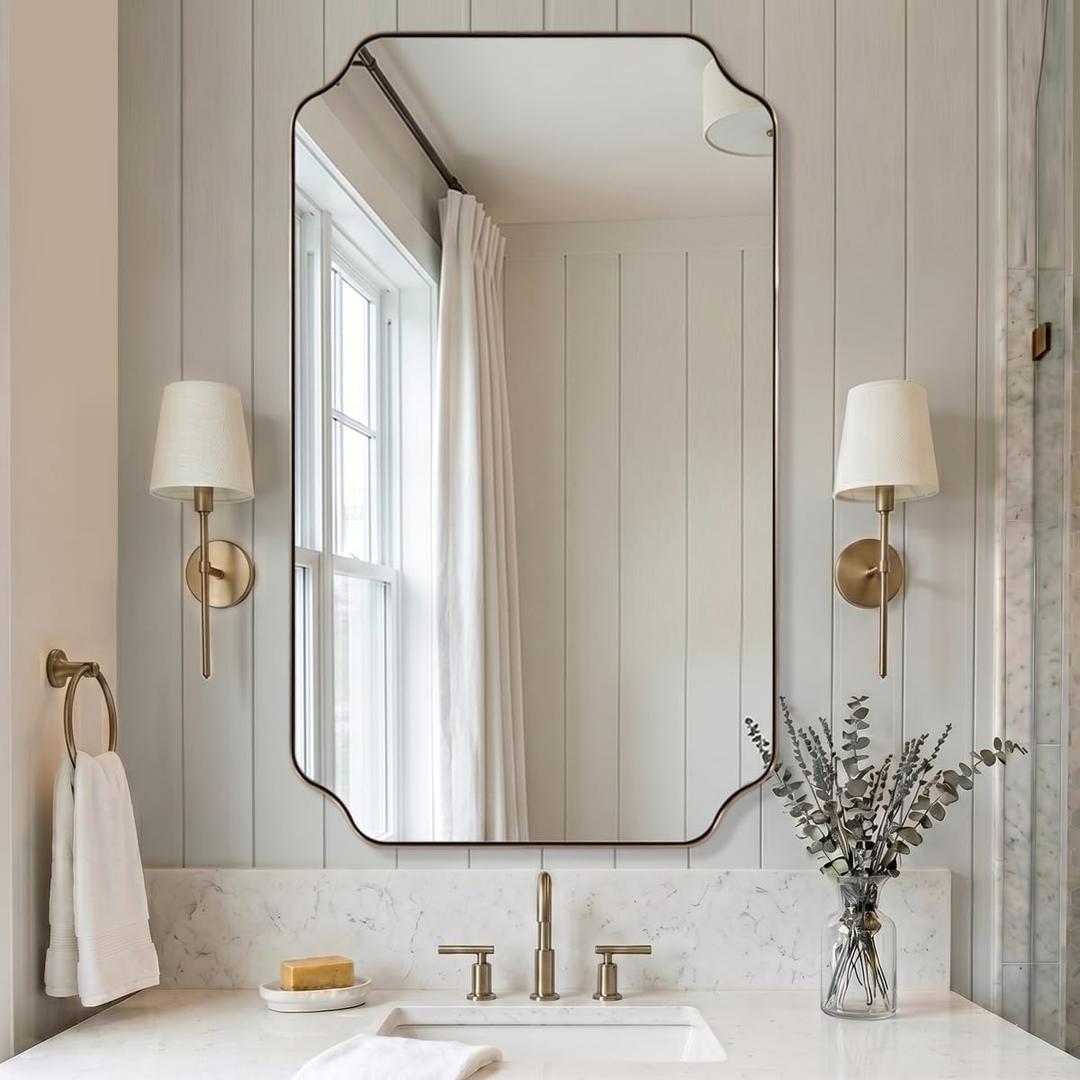 MIRRORART 24x40’’ Brushed Champagne Bronze Bathroom Mirrors for Wall