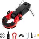 VEVOR Shackle Hitch Receiver, Fits 2" Receivers, 65900 lbs Breaking Strength, D Ring Shackle with Trailer Hitch Lock Pin, Heavy Duty Towing Accessories for Trucks, Jeeps, Off-Road Vehicle Recovery