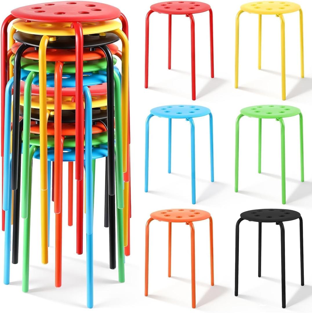 12 Pack Stackable Stools Classroom 17.75" Metal Portable Nesting for Kids, 12.2 inches x 12.2 inches x 17.72 inches