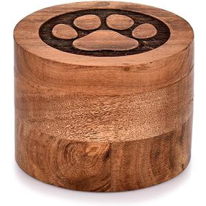 EDHAS Acacia Wood Decorative Urns Funeral Cremation Urn for Ashes for Dogs, Pet Urns for Cats (3.5" x 3.5" x 2.5")