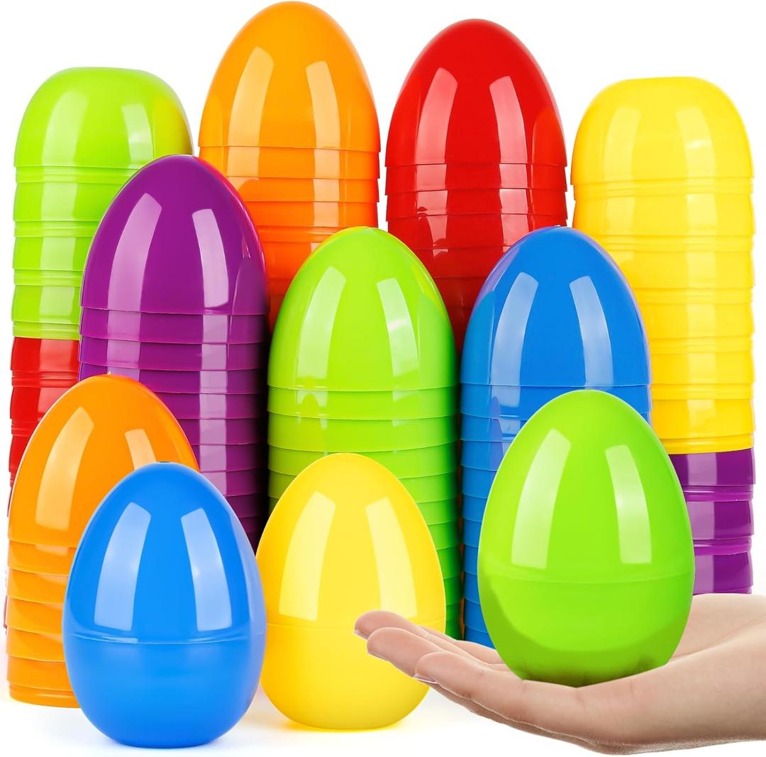 3.5'' Big Easter Plastic Eggs, 36 PCS Bulk Empty Easter Eggs in 6 Colors, Fillable Hinged Eggs for Easter Egg Hunt, Basket Stuffers Fillers, Easter Party Favor for Kids