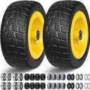 13x5.00-6 Flat Free Tire and Wheel with 3/4"&5/8"&1/2" Bearings,4.1"Center Hub,13x5.00-6 Tire and Wheel,13x5-6 Lawn Mower Tires Replacement Heavy Duty,Tubeless Tire with Rim for Residential/Commercial, 13x5-6-V-YEL-TIR