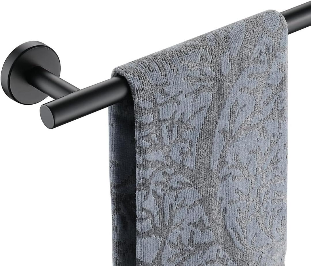 JQK Bath Towel Bar Black, 36 Inch 304 Stainless Steel Thicken 1mm Single Towel Rack for Bathroom, Towel Holder Wall Mount, 39 in Total Length, TB110L36-PB (39 Inch)