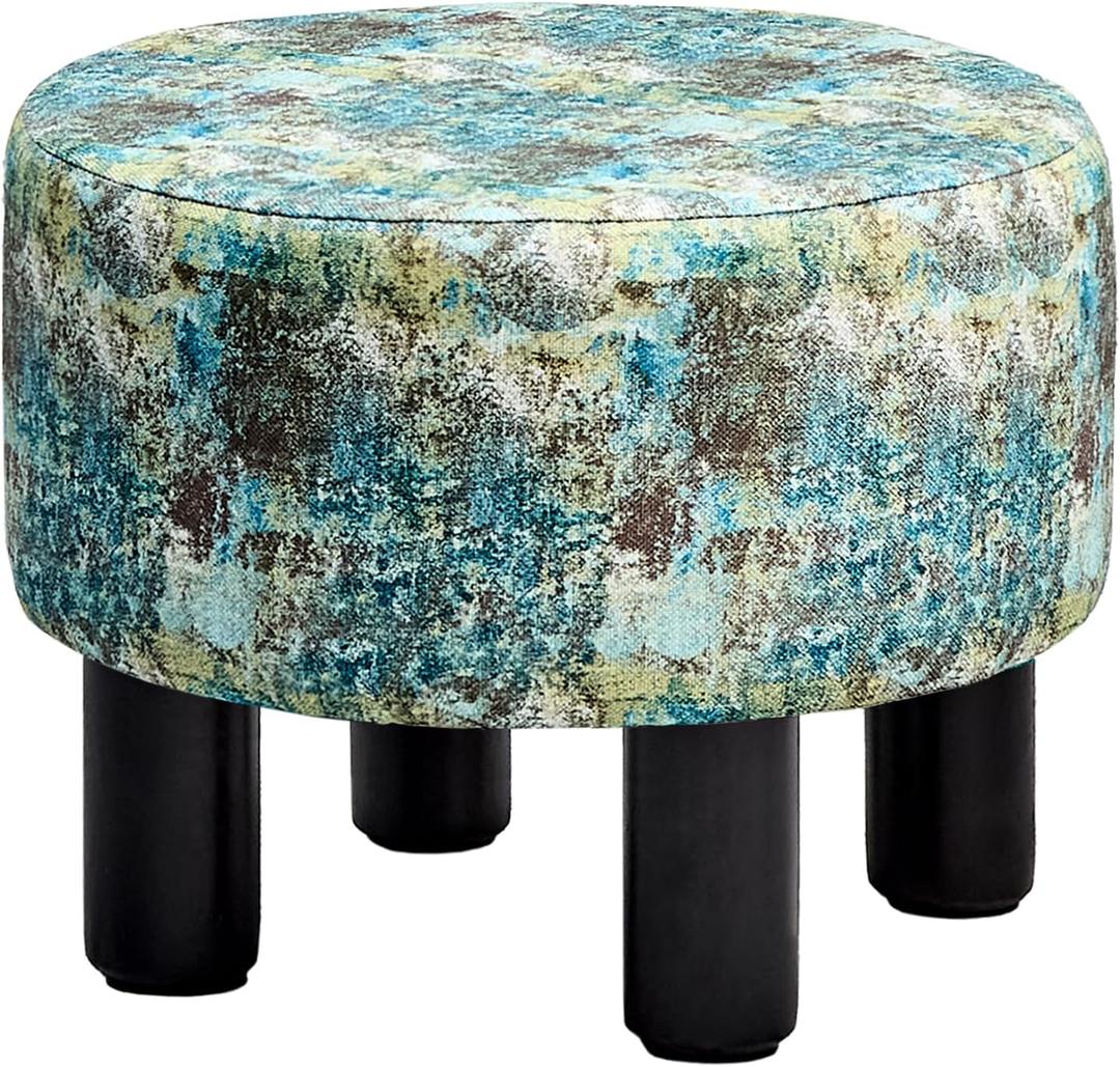 Small Foot Rest Stool Ottoman, Line Round Short Low Foostool for Chair, Under Office Desk, Living Room