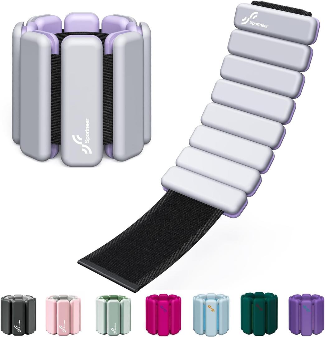 Sportneer Wrist & Ankle Weights for Women Men - 1 Pair (1 lb Each) | Adjustable Weighted Bracelet Silicone Bangles for Yoga, Dance, Pilates, Cardio, Aerobics, Gym, Pool Exercises and Jogging (Rhino Grey, 1 LB x 2)