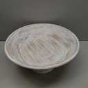 Mud Pie Beaded Wood Pedestal Bowl, White, 6" x 14" dia