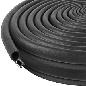 Kikerike Automotive Door Weather Stripping 50Ft Car Door Rubber Edge Trim Seal Strip Gasket with Top Bulb Easy to Install for Car Bus Camper Boat RV Truck Doors and Home Applications