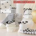 CHUNFO Womens Socks Ruffle Ankle Striped Bows Argyl Plaid Dots White Cotton Sock Crew Size5-9 Size6-11