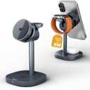 3 in 1 Wireless Charging Station for Apple MagSafe Charger Stand,15W Fast Phone and Watch Charger with TEC Cooling, Magnetic Wireless Charger for iPhone17 16 15 14 13, Apple Watch, AirPods, Gray