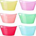 Patelai 6 Pcs Ice Buckets Bulk, Plastic Ice Buckets with Handles, Oval Storage Tub, Large Capacity Ice Drink Tub for Party Bar Wine Beer Champagne Beverage Bottle Cooler(4.5 Liter,Fresh Color)