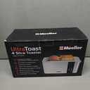 Mueller UltraToast Full Stainless Steel Toaster 4 Slice, Long Extra-Wide Slots for Bagels and Waffles, 6 Browning Levels, LED Display, Cancel/Defrost/Reheat Functions & Removable Tray, Kitchen Gadgets