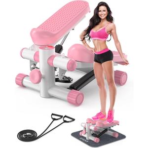 Steppers for Exercise at Home, KitGody Mini Stepper with Resistance Bands, Portable Stair Stepper for Home 330LBS Capacity, Adjustable Height Fitness Stepper Machine