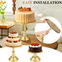 Lallisa 11 Pcs Gold Cake Stand Set Cake Stand Set for Dessert Table 3 Size Metal Round Cakes Pedestal Stands with 4 Size Cupcake Risers Stands Clamp, Cakes Knife and Server for Party Birthday Wedding