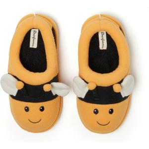 Dearfoams unisex-child Kids Toddlers Whimsical Animal Critter Washable Slipper (4-5 Big Kid, Bee)
