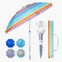 Heavy Duty High Wind Beach Umbrella with Sand Anchor & Carry Bag|Patio Outdoor Umbrella with Alumininm Frame, Sunshade Umbrella with Push Button Tilt, Ideal for Travel Garden Lawn Poolside Backyard, UPF 60+