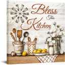 HOMEOART Kitchen Canvas Art Farmhouse Kitchen Wall Decor Dining Room Decor Picture, Framed Ready to Hang on Wall 24x24 inch