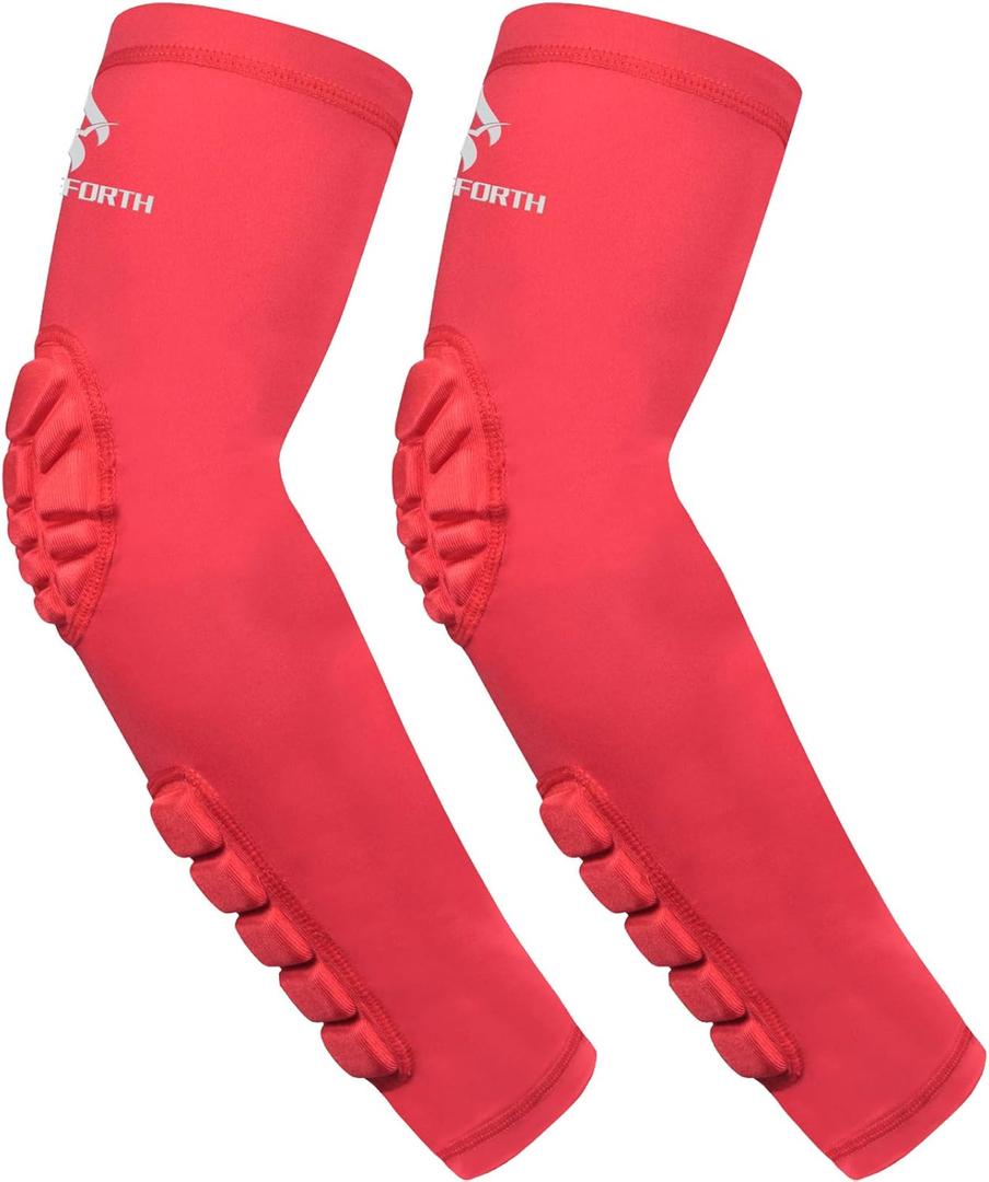 2PCS Padded Elbow Forearm Sleeves Compression Arm Protective Support (Large)