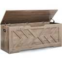 XDliv 47.2” Storage Bench,Extra Large Wooden Storage Chest with 2 Safety Hinges,entryway Bench,Blanket Storage,Shoe Storage Bench for Entryway,Bedroom,Living Room,Easy Assembly.Greige