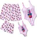IFFEI Family Matching Swimsuits Pineapple Printed Striped Monokini One Piece Bathing Suits Beach Wear Women: Medium