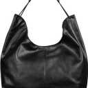 Women's Handbag Trendy PU Leather Hobo Purses Shoulder Crossbody Bag Minimalist (All Black)