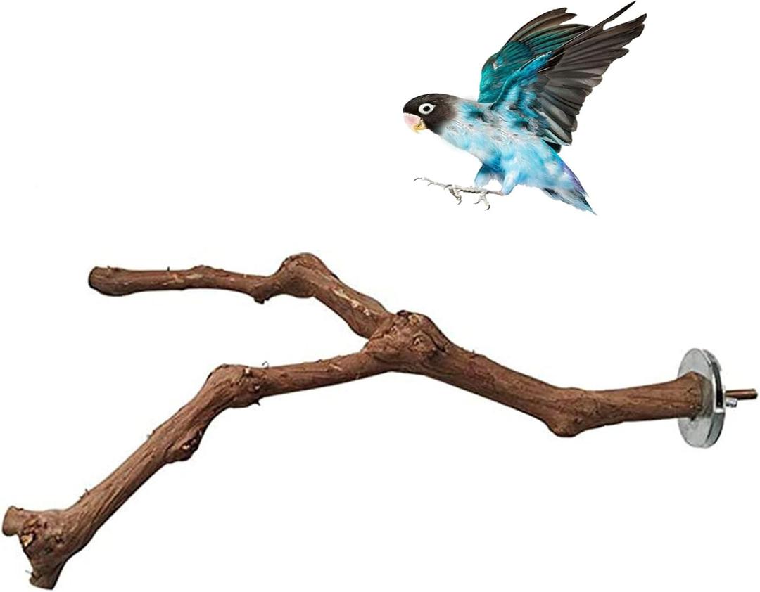 PINVNBY Parrot Perches - Soporte para pjaros naturales, palo de uva silvestre, molienda de patas de madera, accesorios y juguete para periquitos, agapornis, periquitos, cacatas y pinzones
