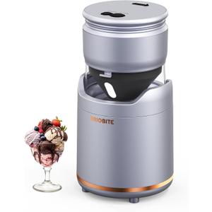 BRIOBITE Ice Cream Maker,Rechargeable Soft Ice Cream Machine with Low Noise,Compact for 1-2 Servings,Perfect for Sorbet,Gelato,Frozen Yogurt,Silver