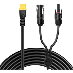 12AWG 20Ft Solar to XT60 Extension Cable, Tool-Free Solar Connector to XT60H-F Adapter,Solar Panel Cable to LiFePO4 Battery RV Portable Power Station Solar Generator(20FT, XT60)