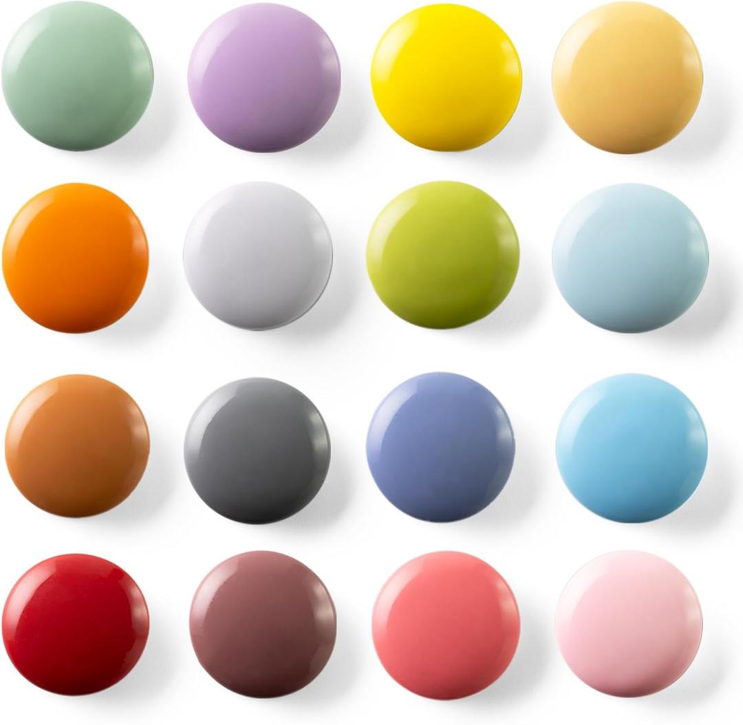 16/9-Piece Cute Colorful Fridge Magnets  Glossy & Matte Finish Refrigerator Magnets for Whiteboard, Locker, Kitchen, Office  Strong Decorative Magnetic Stickers (16 Colors, Multi-Pack)