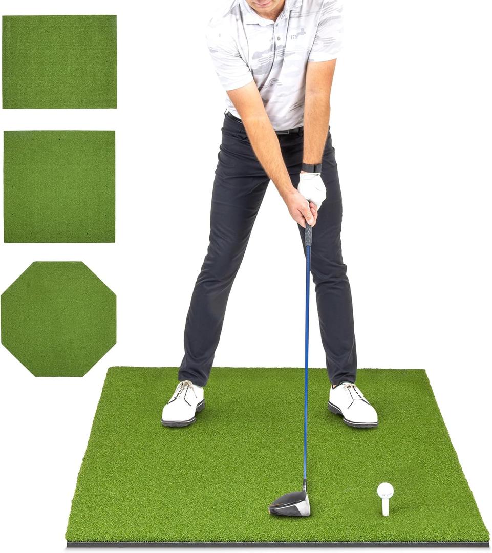 GoSports Elite Golf Hitting Mat for Indoor and Outdoor Practice - Withstands About 150,000 Shots - Heavy-Duty Turf Driving Range Mats Works with Golf Simulators - Includes 3 tees - Choose Your Size