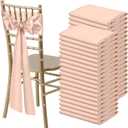 Satin Chair Sashes Bows Universal Chair Ribbon Ties Back Sash for Wedding Party Reception Events Banquets Hotel Event Chair Cover Decoration (7x108 inch) (100, Blush Pink)