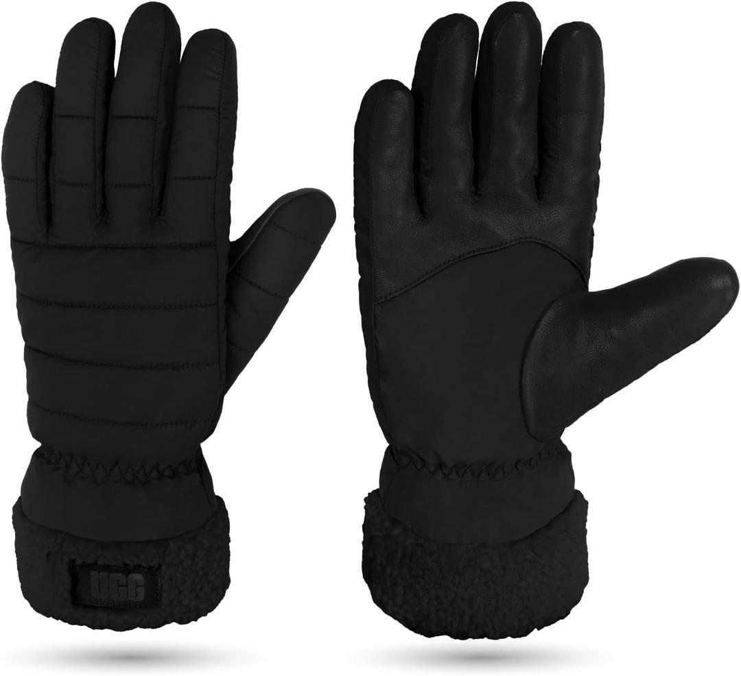 UGG Womens All Weather Fluff Cuff Glove (Black)