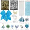 GraduatePro 41 Peices Graduation Cap Decoration Kit DIY Craft, Assorted Flowers Adhesive Glitter Alphabet Letter Numbers Stickers, Gold and Silver Butterfly, Shiny Rhinestones Grad Hat Topper Blue