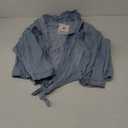 Omoone Women's 3/4 Sleeve Denim Crop Top Tie Knot Shirt Cardigan (Medium, Light Blue)