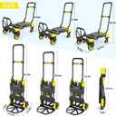 330LB Folding Hand Truck Heavy Duty Carrying, Combination of Four Wheels and Two Wheels Convertible Dolly Cart with Retractable Handle Dolly for Moving Office Carts(Yellow)
