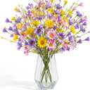 Norme 20 Bundles Floral Spring Artificial Flowers 17 Inch Spring Floral Stems with Colorful Daisies and Forsythia Fake Wildflowers for Home Decor Vases Table Centerpieces