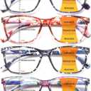 Progressive Multifocus Reading Glasses for Women, Pattern Print Blue Light Block Stylish Ladies Computer Readers