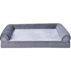 Amazon Basics Living Room Couch Dog Bed with Premium Foam, Non-Slip Bottom, Removable Washable Cover, Supportive Pressure-Relief for Dogs up to 30lbs, Medium (30" x 20"), Grey