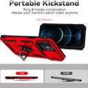 SunStory Compatible with iPhone 12/13 Mini Case with HD Screen Protector & Slide Camera Cover & Rotated Ring Kickstand, [Military-Grade] Phone Case for iPhone 12/13 Mini (Red)