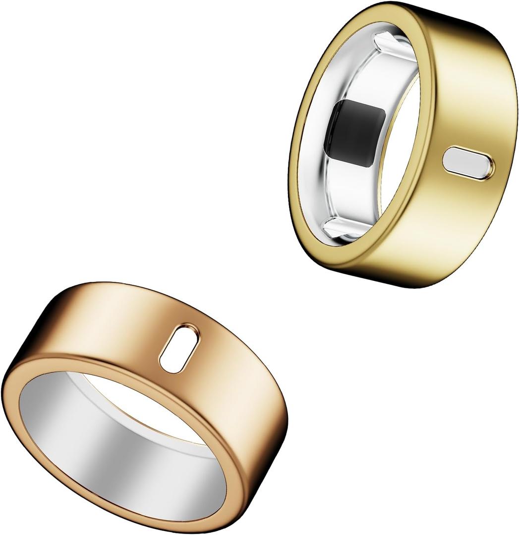 Cover Compatible for Oura Ring 4/Gen 3 Horizon/Gen 3 Heritage,Charging Directly,Ultra-Thin Rugged TPU Polished Elastic Ring Finger Sleeve Protector for Workout Gym Women Men -Gold+Rosegold, Size 9