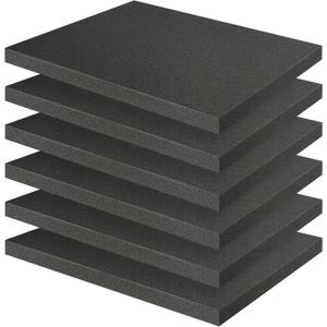 Storystore 6 Pcs Polyurethane Foam sheet - 16" x 12" x 1" Black Foam Inserts for Cases, Pick Apart Pads for Cases, Toolbox, Camera Storage, Game Box