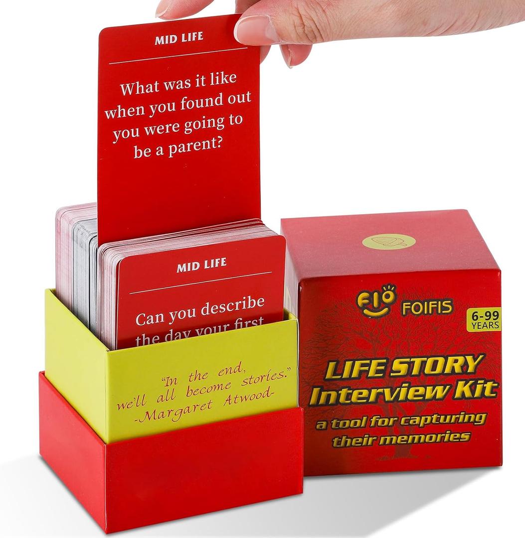 200 Life Story Interview Kit Cards-Guided Voice Journal and Memory Keepsake Gift Box for Parents and Grandparents-Get to Know Their Unique Life Story with 200 Curated Questiones