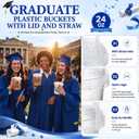 Ceenna 30 Sets 24oz Graduation Drink Buckets with Lids and Straws Class of 2026 Graduation Plastic Bucket Cups Congrats Grad Party Supplies for High School College Tailgate Party Summer Events (Blue)