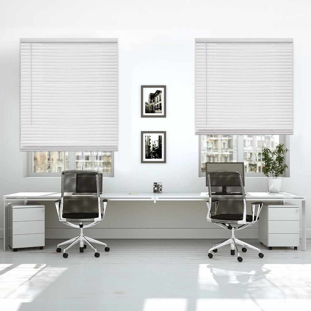 DEZ FURNISHINGS Cordless 1" Mini Blind with Flexible Slats, 27" W x 48" H, Pearl White