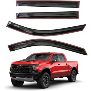 AUXKO in Channel Rain Guards for Chevy Silverado/GMC Sierra 1500 Crew cab 2019-2026, Window Vent Visors Accessories Rain Guard for Truck, Easy Install Side Window Wind Deflectors & Visors Black
