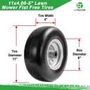 2-Pack 11x4.00-5 Flat Free Lawn Mower Tires, Solid No-Flat Replacement Wheels for Zero Turn Mowers & Garden Tractors, 5/8" & 3/4" Bearings, Adjustable Hub, 330 lbs Capacity, 2 pcs