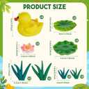 Leinuosen 18 Pcs Yellow Duck Cake Decorations Cute Little Duckie Birthday Cake Topper Lotus Flower Leaves Grass Farm Animal Birthday Party Decorations for Duck Theme Baby Shower Gender Reveal Supplies