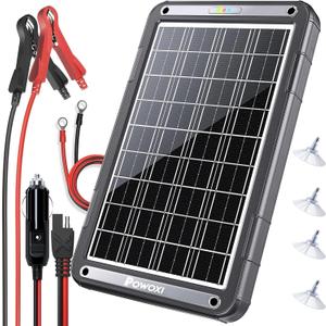 POWOXI 15W 12V Solar Battery Charger Trickle Maintainer Kit for Car