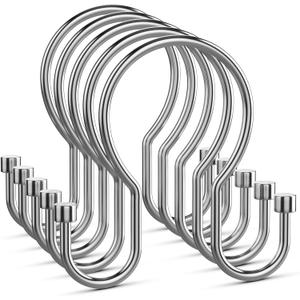 Goowin Shower Curtain Hooks, Simple Shower Curtain Rings, Sturdy Shower Curtain Hangers, Double Hook Shower Curtain Hooks, Smooth Gliding Metal Shower Hooks for Shower Curtain (Chrome, 12 Pack)